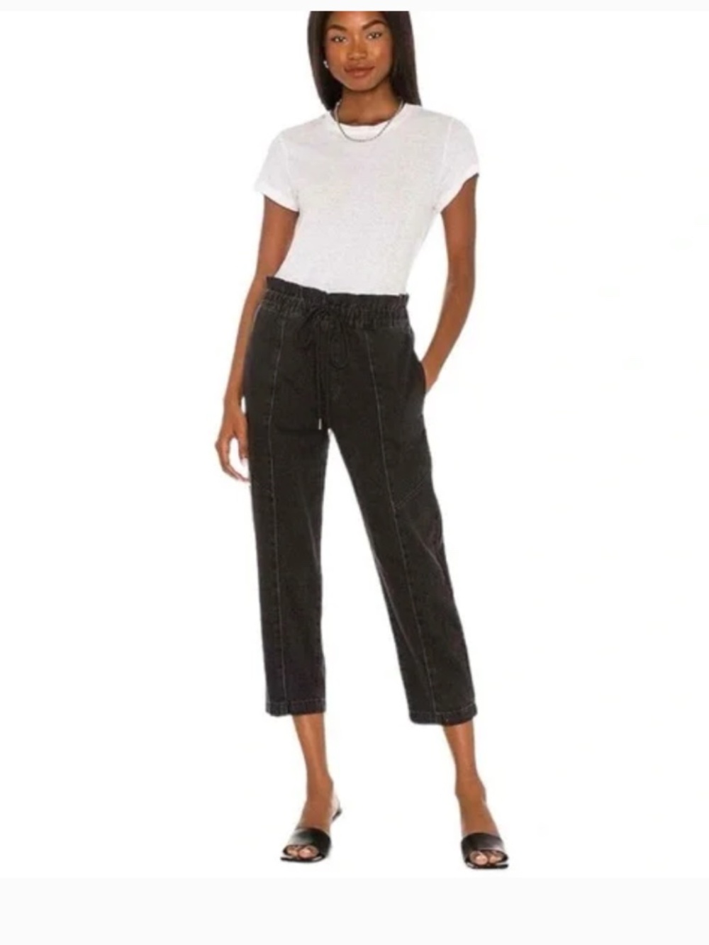 Pistola Cam Cropped Paperbag Jeans, Black, Sz Medium, EUC